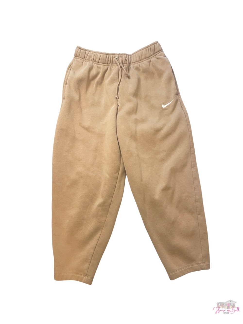 Nike Oversized Fleece Sweatpants Tan Beige Sand Drawstring Small